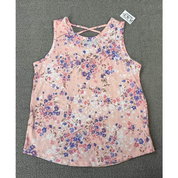 NWT Children's Place Tank Top Pink Floral Girls Size XL (14) - Picture 1 of 3